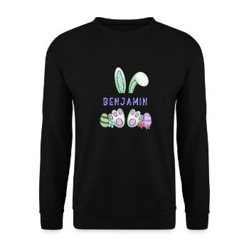 Lapin de Pâques, lapin, mignon - Benjamin - Sweat-shirt Unisexe - noir - Devant - Alina (178cm) & Michal (187cm)