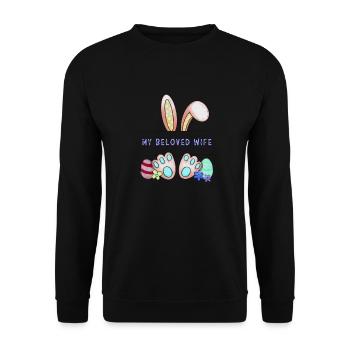 Lapin de Pâques, lapin, mignonne Emma - ma femme bien-aimée - Sweat-shirt Unisexe - noir - Devant - Alina (178cm) & Michal (187cm)