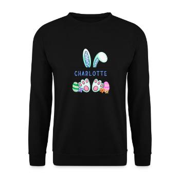 Lapin de Pâques, lapin, mignon - Charlotte - Sweat-shirt Unisexe - noir - Devant - Alina (178cm) & Michal (187cm)