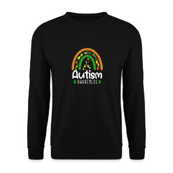 Leoparden-Regenbogen-Print - Autismus-Bewusstsein - Unisex Pullover - Schwarz - Vorne - Alina (178cm) & Michal (187cm)