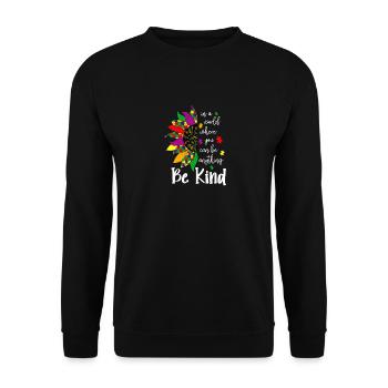Autismus-Bewusstsein - Sei freundlich bunte Sonnenblume - Unisex Pullover - Schwarz - Vorne - Alina (178cm) & Michal (187cm)