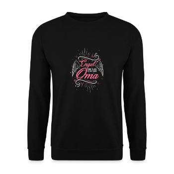 Engel Ohne Flügel Nennt Man Oma - Geschenk Großmut - Unisex Pullover - Schwarz - Vorne - Alina (178cm) & Michal (187cm)
