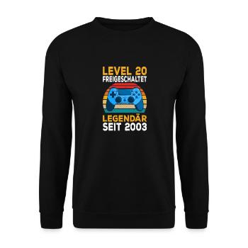Level 20 freigeschalten Zocken Pc Zocker Gaming - Unisex Pullover - Schwarz - Vorne - Alina (178cm) & Michal (187cm)