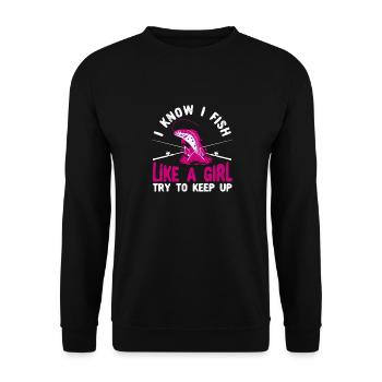 Je sais que je pêche comme une fille - Sweat-shirt Unisexe - noir - Devant - Alina (178cm) & Michal (187cm)