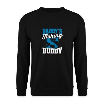 Daddy's Fishing Buddy Papa Fisch Junger Fischer - Unisex Pullover - Schwarz - Vorne - Alina (178cm) & Michal (187cm)