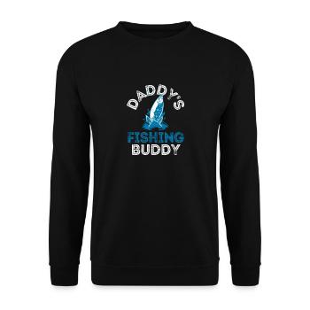 Daddy's Fishing Buddy T-Shirt Young Fisherman - Unisex Pullover - Schwarz - Vorne - Alina (178cm) & Michal (187cm)