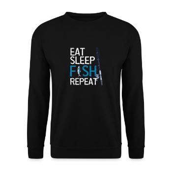 Manger Dormir Poisson Répéter Bass Fishing Lovers Drôle - Sweat-shirt Unisexe - noir - Devant - Alina (178cm) & Michal (187cm)