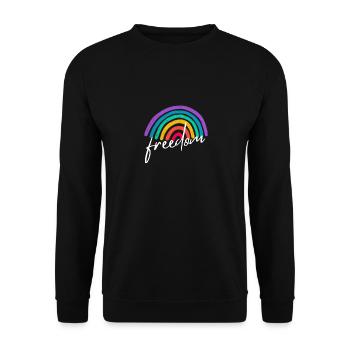 LGBTQ+ Regenbogen Freedom Lesbian Gay Pride - Unisex Pullover - Schwarz - Vorne - Alina (178cm) & Michal (187cm)
