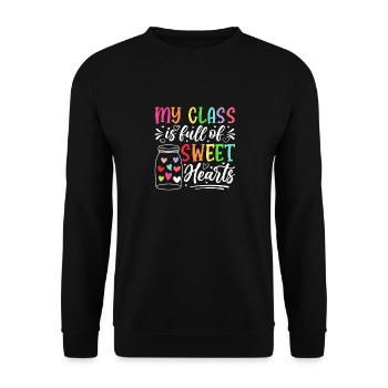 Meine Klasse ist voller süßer Herzen - Unisex Pullover - Schwarz - Vorne - Alina (178cm) & Michal (187cm)