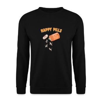 Happy Pills Devon Rex Cat Funny Kitten Lover Wortspiel - Unisex Pullover - Schwarz - Vorne - Alina (178cm) & Michal (187cm)