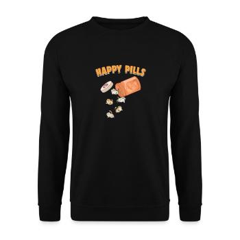 Happy Pills Scottish Fold Cat Drôle d’Amant Chaton - Sweat-shirt Unisexe - noir - Devant - Alina (178cm) & Michal (187cm)