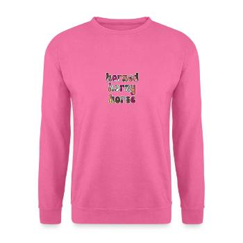 Horned Horny Horse Cartoon Comic Text Unicorn - Unisex Sweatshirt - pink - Front
