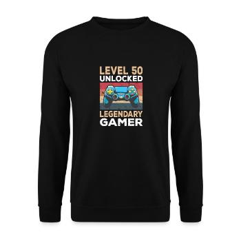 Level 50 Unlocked 50th Birthday Gamer - Unisex Sweatshirt - black - Front - Alina (178cm) & Michal (187cm)