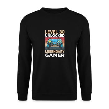 Level 30 Unlocked 30th Birthday Gamer - Unisex Sweatshirt - black - Front - Alina (178cm) & Michal (187cm)