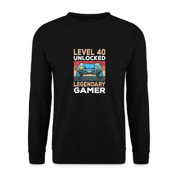 Level 40 Unlocked 40. Geburtstag Gamer - Unisex Pullover - Schwarz - Vorne - Alina (178cm) & Michal (187cm)