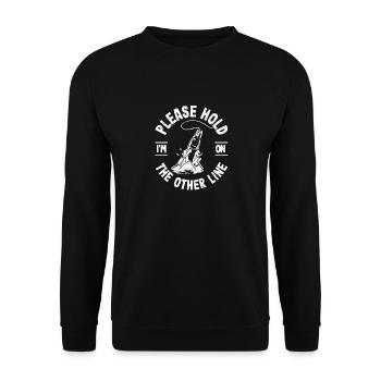 Please Hold I'm On The Other Line Fish Hook Fish - Unisex Sweatshirt - black - Front - Alina (178cm) & Michal (187cm)