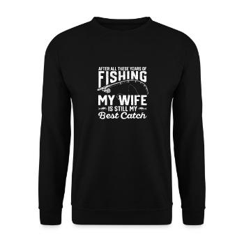 Après toutes ces années de pêche, ma femme est - Sweat-shirt Unisexe - noir - Devant - Alina (178cm) & Michal (187cm)