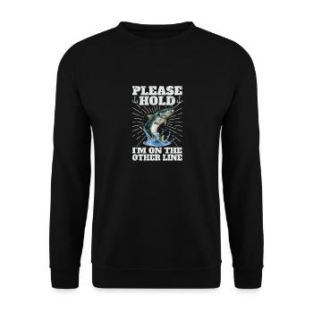 Please Hold I'm On The Other Line Fish Hook Fish - Unisex Sweatshirt - black - Front - Alina (178cm) & Michal (187cm)