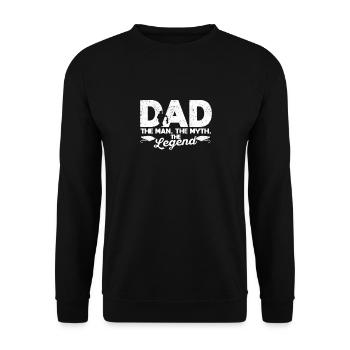 Papa l’homme Le mythe La légende de la pêche Drôle - Sweat-shirt Unisexe - noir - Devant - Alina (178cm) & Michal (187cm)