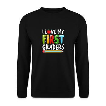 I Love My First Graders - Unisex Sweatshirt - black - Front - Alina (178cm) & Michal (187cm)