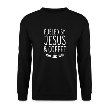 Jesus And Coffee - Unisex Sweatshirt - black - Front - Alina (178cm) & Michal (187cm)