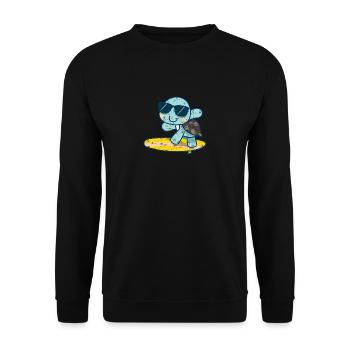 Cute turtle on surfboard with sunglasses - Unisex Sweatshirt - black - Front - Alina (178cm) & Michal (187cm)