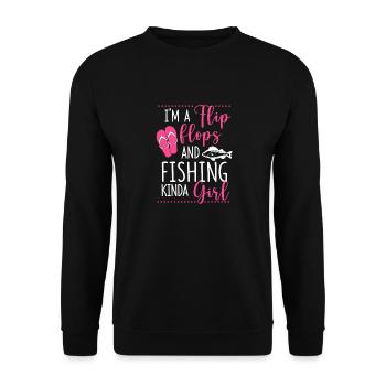 I'm a flip flops and fishing Kinda Girl Funny - Unisex Sweatshirt - black - Front - Alina (178cm) & Michal (187cm)
