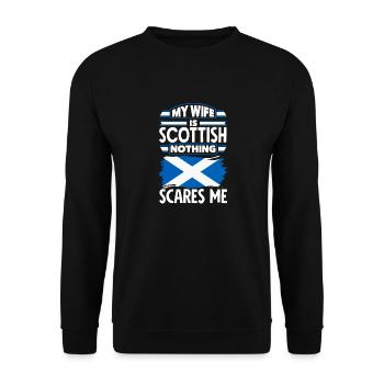 Schottisches Schottland Schottische Flagge Zitat - Unisex Pullover - Schwarz - Vorne - Alina (178cm) & Michal (187cm)