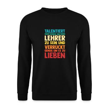 Schullehrer Lehrer - Unisex Pullover - Schwarz - Vorne - Alina (178cm) & Michal (187cm)