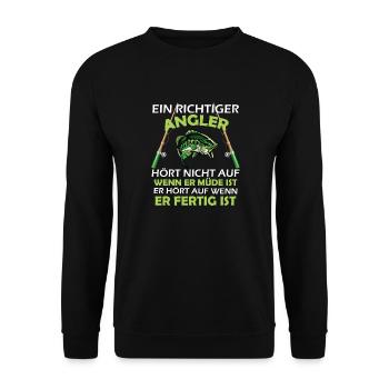LUSTIGES ANGLER DESIGN I ANGELN I FISCHER I FISCH - Unisex Pullover - Schwarz - Vorne - Alina (178cm) & Michal (187cm)