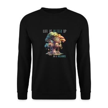 Treehouse builder - play house - Unisex Sweatshirt - black - Front - Alina (178cm) & Michal (187cm)