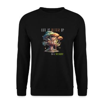 Constructeur de cabanes dans les arbres - La vie est meilleure - Sweat-shirt Unisexe - noir - Devant - Alina (178cm) & Michal (187cm)