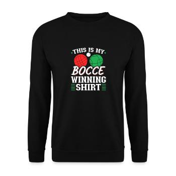 This Is My Bocce Ball Winning Shirt, Funny Bocci - Unisex Pullover - Schwarz - Vorne - Alina (178cm) & Michal (187cm)