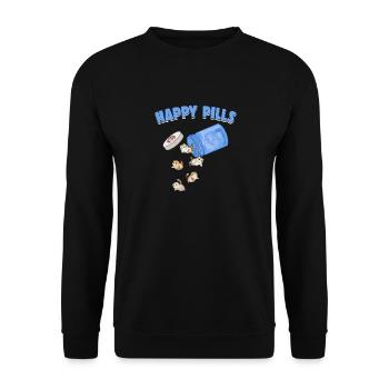 Happy Pills Scottish Fold Cat Drôle d’Amant Chaton - Sweat-shirt Unisexe - noir - Devant - Alina (178cm) & Michal (187cm)