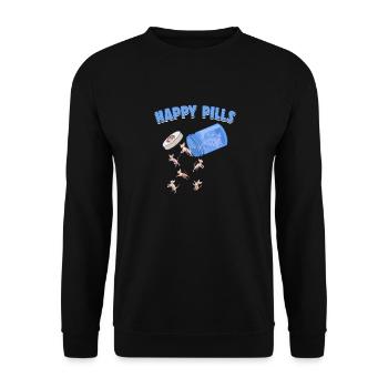 Happy Pills Sphynx Cat Funny Kitten Lover Feline - Unisex Sweatshirt - black - Front - Alina (178cm) & Michal (187cm)
