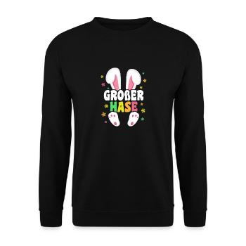 Großer Hase Ostern Osterhase Hasenohren - Unisex Pullover - Schwarz - Vorne - Alina (178cm) & Michal (187cm)