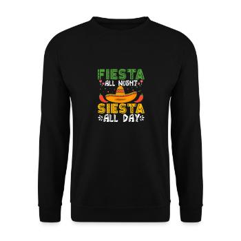 Fiesta Toute la nuit Siesta Toute la Journée Fête Cinco de Mai - Sweat-shirt Unisexe - noir - Devant - Alina (178cm) & Michal (187cm)