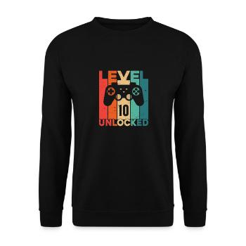 Level 10 Unlocked - Unisex Sweatshirt - black - Front - Alina (178cm) & Michal (187cm)