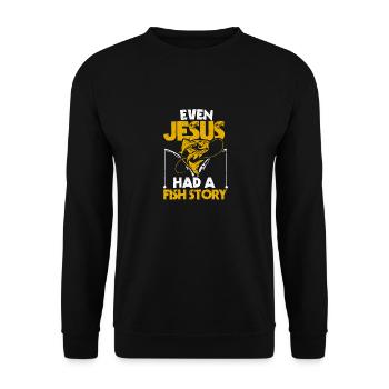 Même Jésus avait une histoire de Poissons mignonne - Sweat-shirt Unisexe - noir - Devant - Alina (178cm) & Michal (187cm)