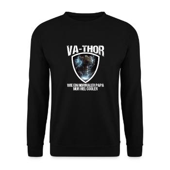 Papa Vathor Va Thor Vatertag Vatertagsgeschenk - Unisex Pullover - Schwarz - Vorne - Alina (178cm) & Michal (187cm)