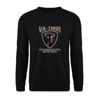Papa Vathor Va Thor Fête des pères Fête des pères Cadeau de fête des pères - Sweat-shirt Unisexe - noir - Devant - Alina (178cm) & Michal (187cm)