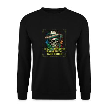 I Enjoy Romantic Walks To Taco Truck Taco Eater - Unisex Pullover - Schwarz - Vorne - Alina (178cm) & Michal (187cm)