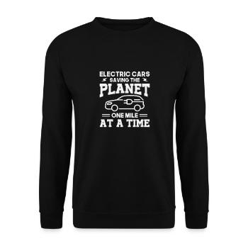 Electric cars save the planet - one mile - Unisex Sweatshirt - black - Front - Alina (178cm) & Michal (187cm)