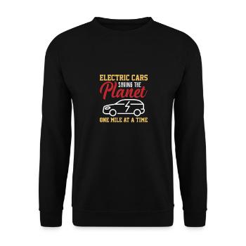 Electric cars save the planet - one mile - Unisex Sweatshirt - black - Front - Alina (178cm) & Michal (187cm)