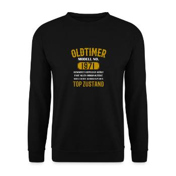 52. Geburtstag oldtimer 1971 - Unisex Pullover - Schwarz - Vorne - Alina (178cm) & Michal (187cm)
