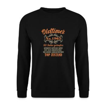 60 Geburtstag Oldtimer 1963 - Unisex Pullover - Schwarz - Vorne - Alina (178cm) & Michal (187cm)