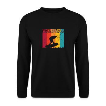 Retro Water Sports Wakeboard Wakeboarding Lovers - Unisex Sweatshirt - black - Front - Alina (178cm) & Michal (187cm)