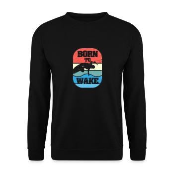 Born To Wake Retro Style Wakeboard Vintage - Unisex Pullover - Schwarz - Vorne - Alina (178cm) & Michal (187cm)