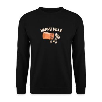 Happy Pills Pug Funny Dog Lover Humor Pharmacy Pun - Unisex Sweatshirt - black - Front - Alina (178cm) & Michal (187cm)