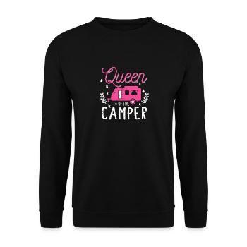 Königin des Wohnmobils Lustiges Wohnmobil Camping - Unisex Pullover - Schwarz - Vorne - Alina (178cm) & Michal (187cm)